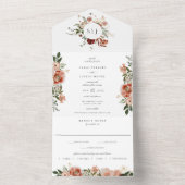 Herfst Botanische Bloemen Smaragd Groene Bruiloft All In One Uitnodiging (Binnen)