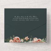 Herfst Botanische Bloemen Smaragd Groene Bruiloft All In One Uitnodiging (Achterkant)