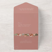 Herfst Botanische Bloemen Stoffig Roos Bruiloft All In One Uitnodiging (Buitenkant)