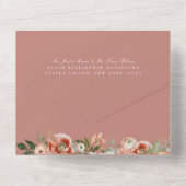 Herfst Botanische Bloemen Stoffig Roos Bruiloft All In One Uitnodiging (Achterkant)