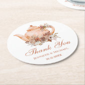 Herfst Botanische Bloemen Theepot bruiloft Dank u Ronde Kartonnen Onderzetter (Gebogen)