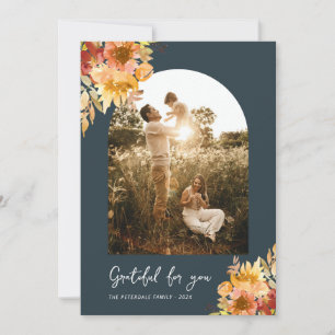 Herfst botanische bloemige thanksgiving kaart