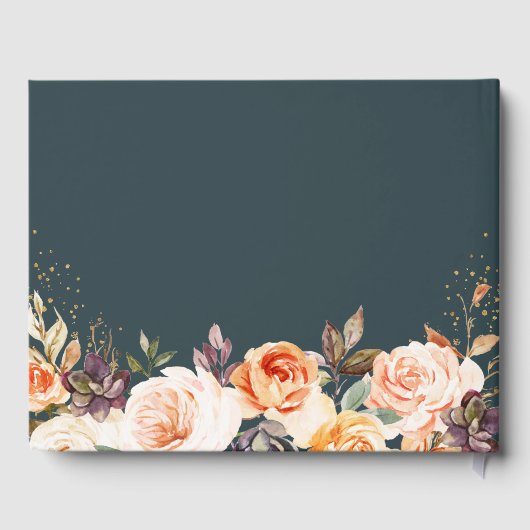 Herfst Botanische Bloemrijke Gouden Glitters Bruil Gastenboek (Achterkant)