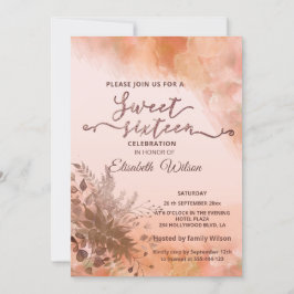 Herfst botanische blozen cantaloupe waterverf kaart