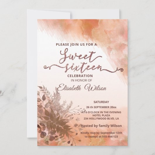 Herfst botanische blozen cantaloupe waterverf kaart (Voorkant)