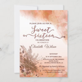 Herfst botanische blozen cantaloupe waterverf kaart