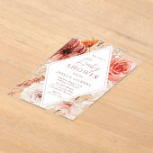 Herfst Botanische Boho Floral Neutraal Baby shower Acryl Uitnodigingen (Laagn)