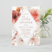 Herfst Botanische Boho Floral Neutraal Baby shower Kaart (Staand voorkant)