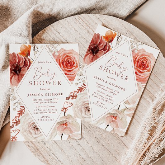 Herfst Botanische Boho Floral Neutraal Baby shower Kaart