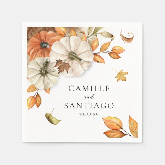 Herfst Botanische bruiloft gepersonaliseerd Servet (Voorkant)