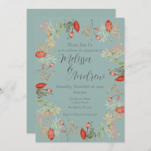 Herfst Botanische bruiloft Kaart (Voorkant / Achterkant)