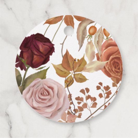 Herfst Botanische Dusty Roos Weddenschap Hartelijk Bedankjes Labels (Achterkant)