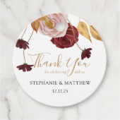 Herfst Botanische Dusty Roos Weddenschap Hartelijk Bedankjes Labels (Voorkant)