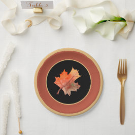 Herfst Botanische esdoornbladeren & Terracotta Zwa Papieren Bordje