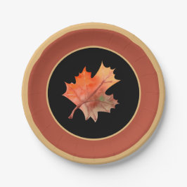 Herfst Botanische esdoornbladeren & Terracotta Zwa Papieren Bordje