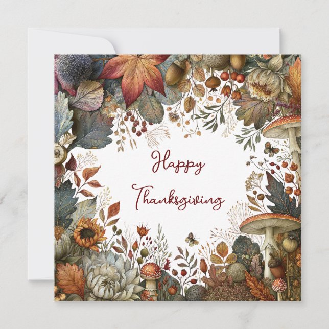 Herfst botanische fijne Thanksgiving wenskaart (Voorkant)