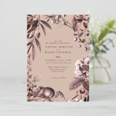 Herfst botanische gravure bruiloft Kaart (Staand voorkant)