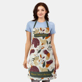 Herfst Botanische Patroon Schort met Aangepaste Na (Gedragen)