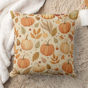 Herfst Botanische Pompoen Wingerd Patroon Kussen