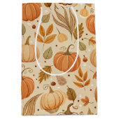 Herfst Botanische Pompoen Wingerd Patroon Medium Cadeauzakje (Voorkant)