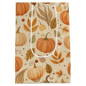 Herfst Botanische Pompoen Wingerd Patroon Medium Cadeauzakje (Achterkant)