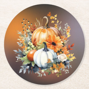 Herfst Botanische Pompoenen Papier Onderzetters
