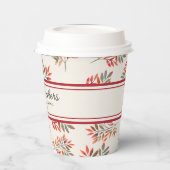 Herfst Botanische rode bladeren Ivoor  Papieren Bekers (Links)