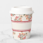 Herfst Botanische rode bladeren Ivoor  Papieren Bekers (Achterkant)