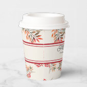 Herfst Botanische rode bladeren Ivoor  Papieren Bekers (Rechts)