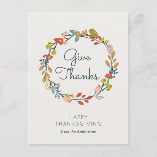 Herfst Botanische Thanksgiving Feestdagenkaart (Voorkant)