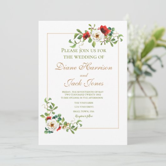 Herfst Botanische Waterverf bruiloft Kaart (Staand voorkant)