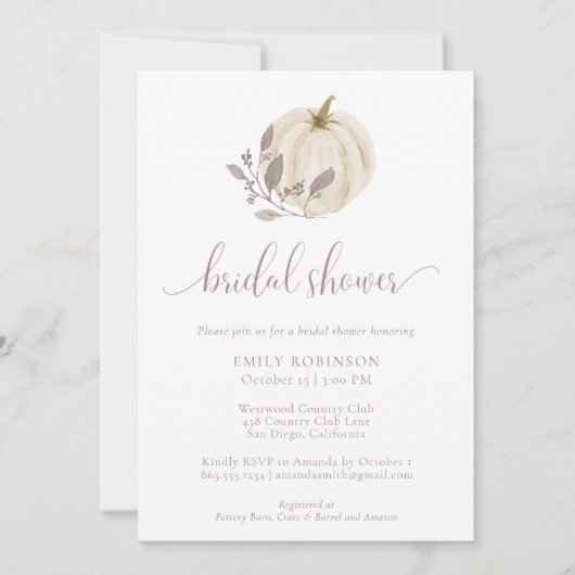 Herfst Botanische Witte Pompoen Vrijgezellenfeest Kaart (Voorkant)