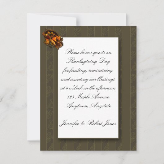 Herfst Bounty Cornucopia Thanksgiving Invitation Kaart (Voorkant)