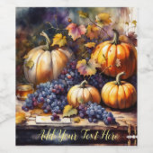 Herfst Bounty, pompoenen druiven -*Personaliseer* Wijn Etiket (Enkel label)