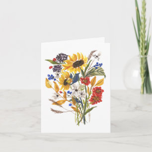 Herfst Bouquet Harvest Autumn Notecard Sunflower Notitiekaartje