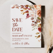 Herfst Bourgogne Bloemen Bloemen Bruiloft Save The Kaart