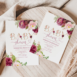 Herfst Bourgogne Bloemen Meisje baby shower Kaart