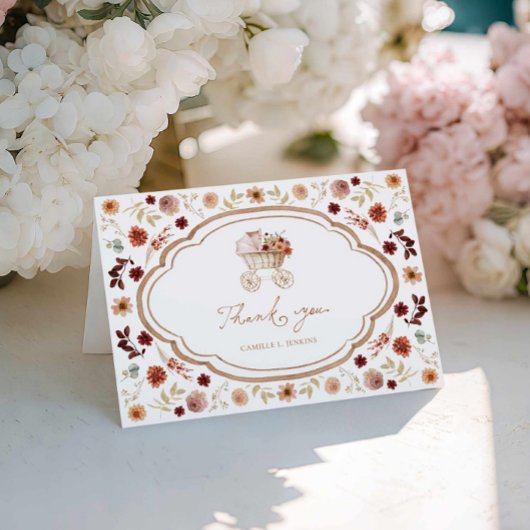 Herfst Bourgogne Bloementuin Baby shower Dank u Bedankkaart