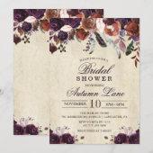 Herfst Bourgogne Donker Bloemen Bruidsdouche Uitno Kaart (Voorkant / Achterkant)