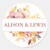 Herfst Bourgogne Foliage Wedding Ronde Sticker (Voorkant)