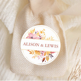 Herfst Bourgogne Foliage Wedding Ronde Sticker