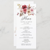 Herfst Bourgogne Maroon Roze Rustieke Bloemen Huwe Menu (Voorkant / Achterkant)