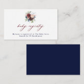 Herfst Bourgogne & Navy Flowers Baby Registry Informatiekaartje (Voorkant / Achterkant)