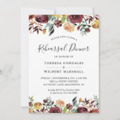 Herfst Bourgogne Perzik Goud Bloemen Repetitie Din Kaart (Voorkant)