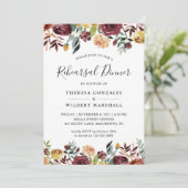 Herfst Bourgogne Perzik Goud Bloemen Repetitie Din Kaart (Staand voorkant)