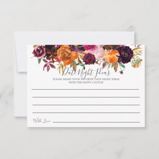 Herfst Bourgogne Sinaasappel Bloemen Datum Nacht I Kaart (Voorkant)