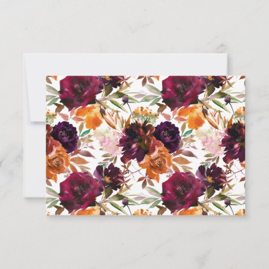 Herfst Bourgogne Sinaasappel Bloemen Datum Nacht I Kaart (Achterkant)