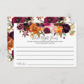 Herfst Bourgogne Sinaasappel Bloemen Datum Nacht I Kaart (Voorkant / Achterkant)