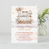 Herfst Bourgogne Sinaasappel Bloemen Tafel Brunch  Kaart (Staand voorkant)