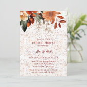 Herfst Bourgogne Sinaasappel Bloemen Trouwdouche Kaart (Staand voorkant)